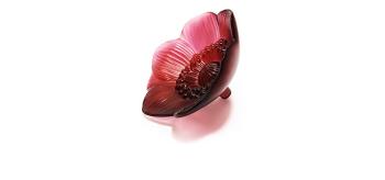 Anemone sculpture in red crystal, small size red - Lalique